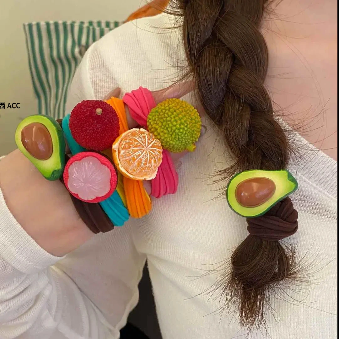 韩国东大门可爱水果发圈百搭春夏头绳彩色高弹力不伤发毛巾圈发饰
