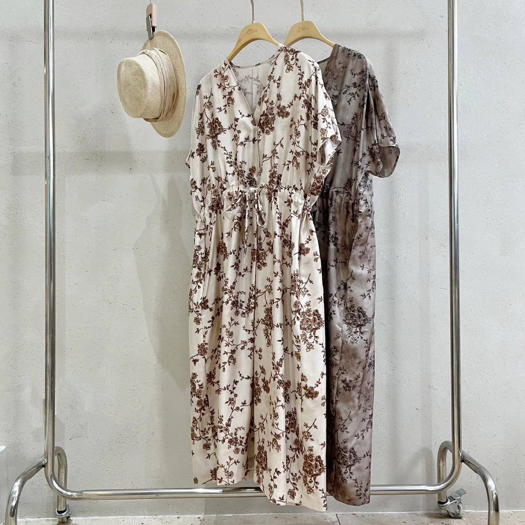 设计师款 优雅桂花系列 花卉复古做旧娃娃款连衣裙