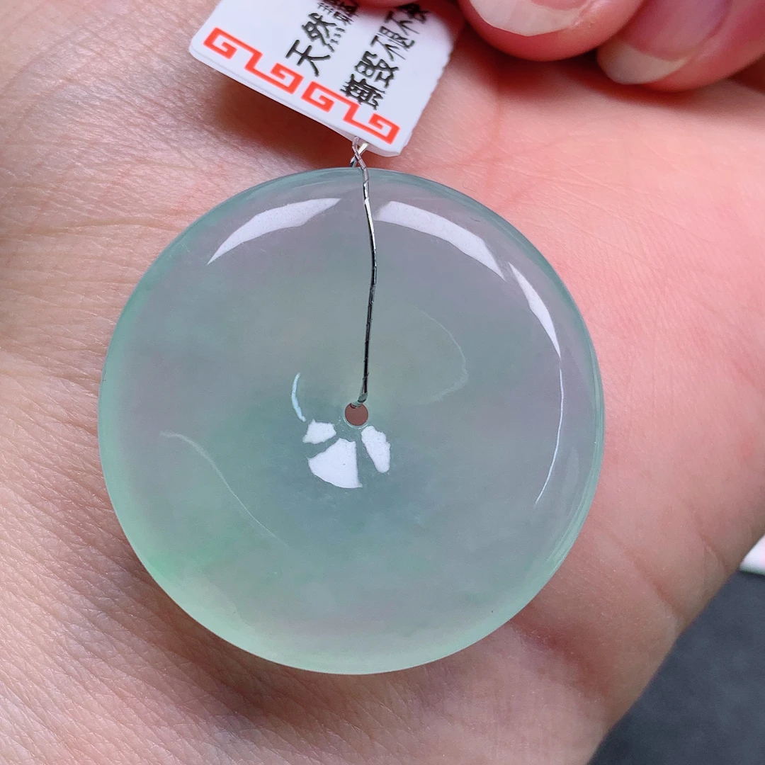 天然缅甸翡翠A货冰果绿平安扣气质精美尺寸30.5+6  388