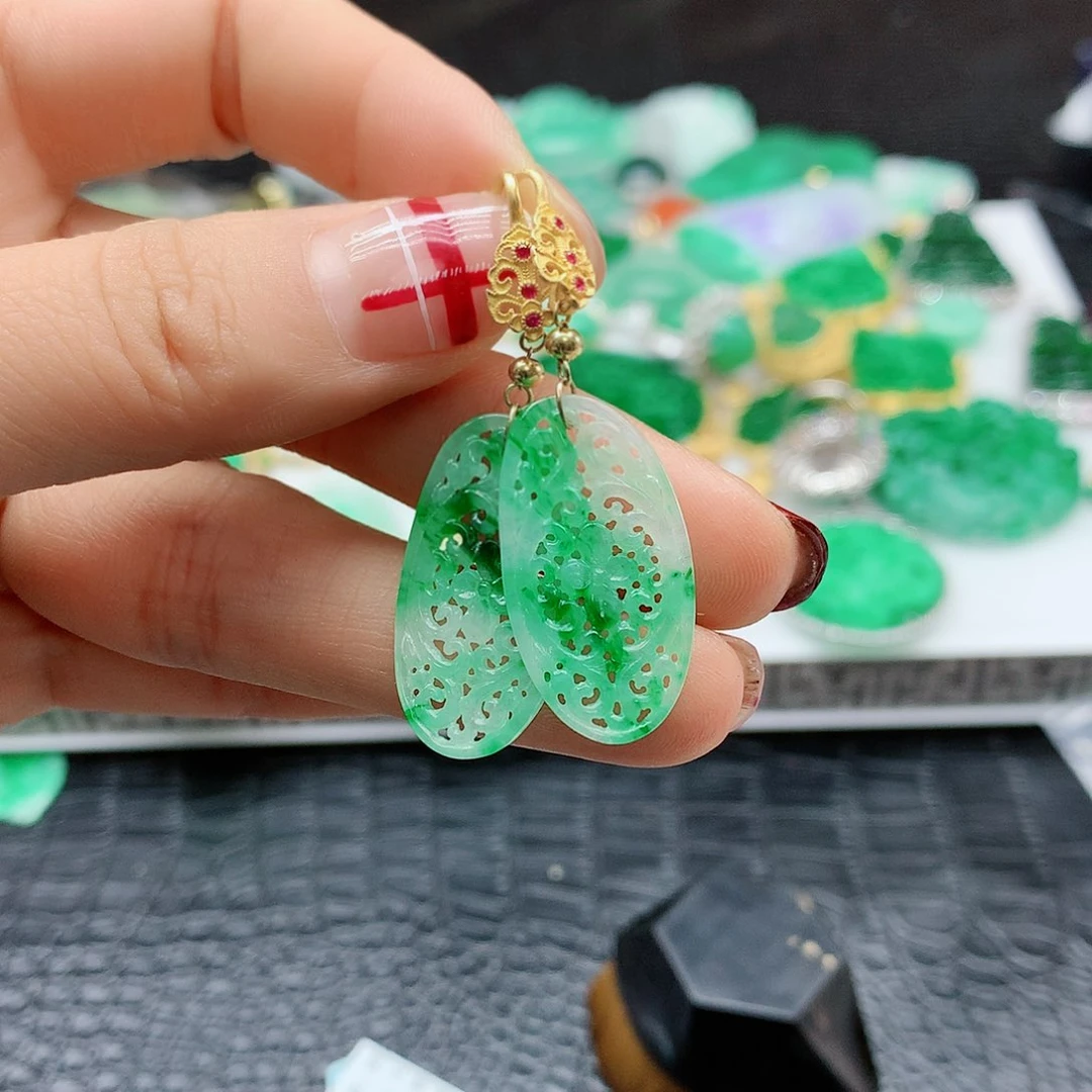 【闪购商品】翡翠耳饰银S925镶嵌，