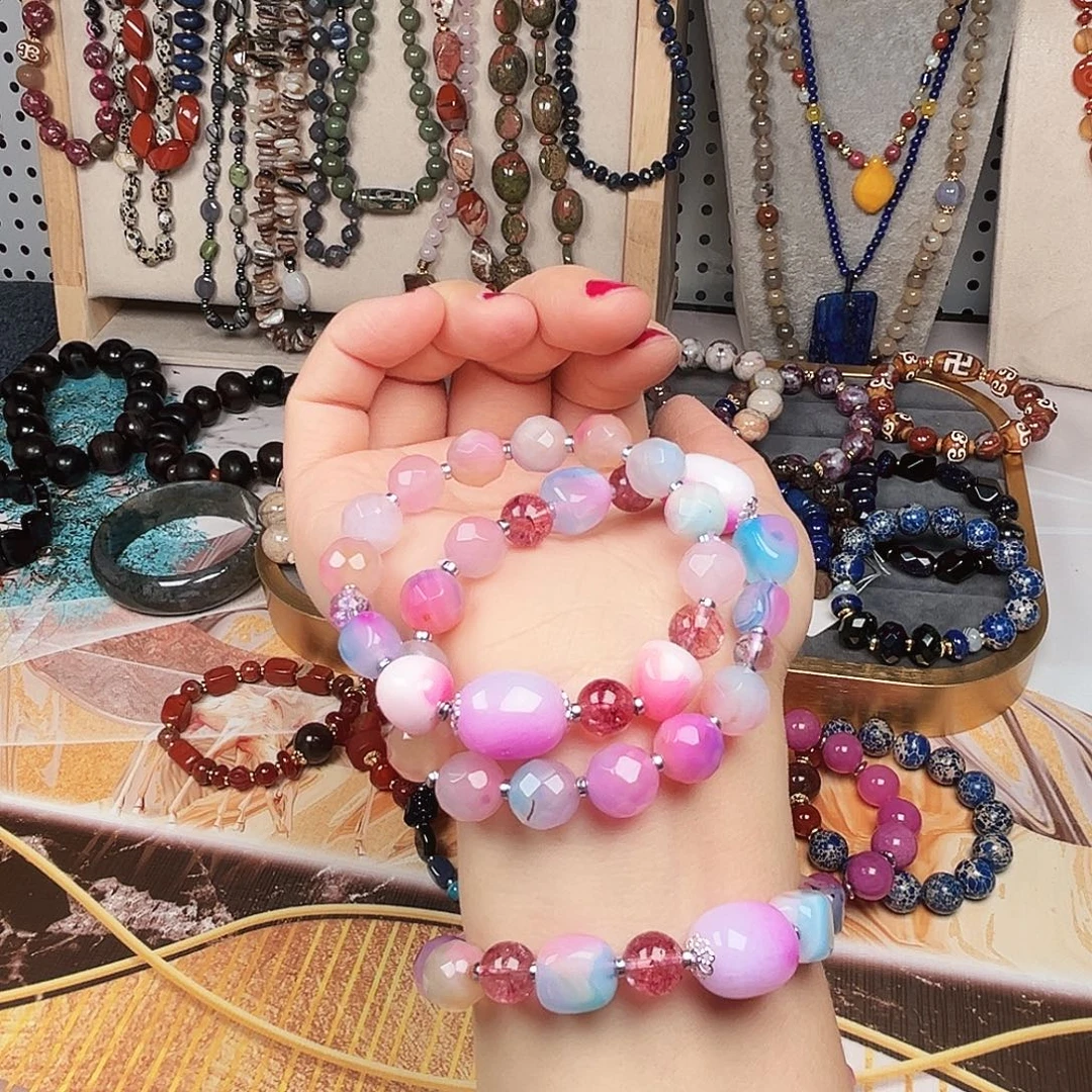 玛瑙/玉髓合金手链玛瑙 手围17