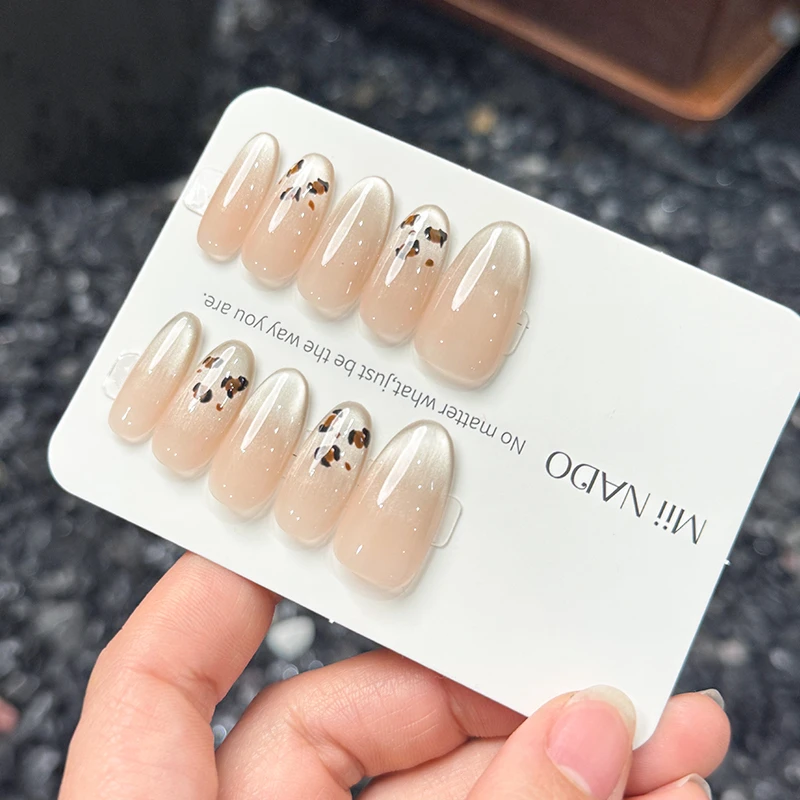 米依娜朵【冰透豹纹】纯手工穿戴甲美甲纯欲猫眼美甲显白显气质