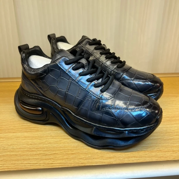 8821-9黑银定制稀有皮男鞋