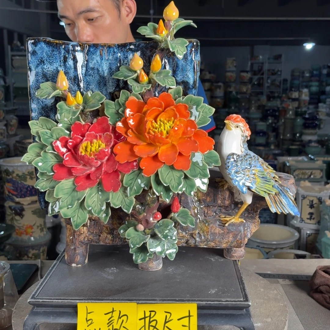 一风堂石湾花盆 内20*14*30手工痕迹