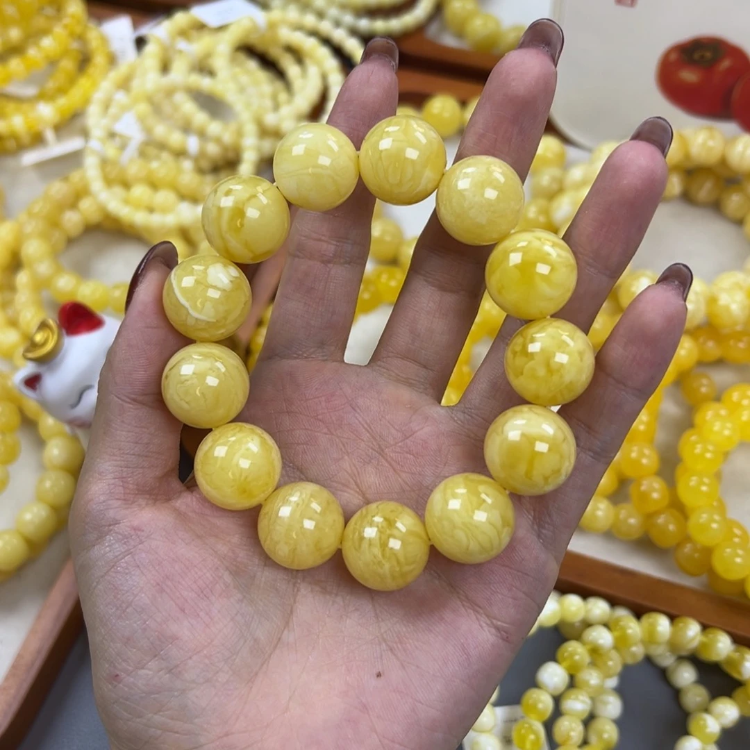 琥珀未镶嵌手链17+浓腊妖花