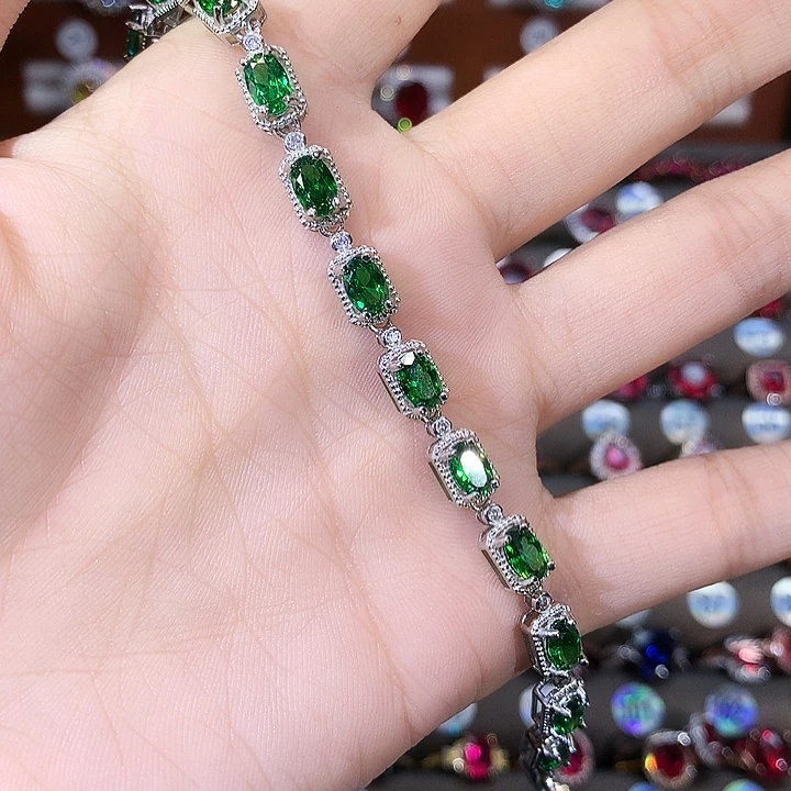 925银沙弗莱绿手链