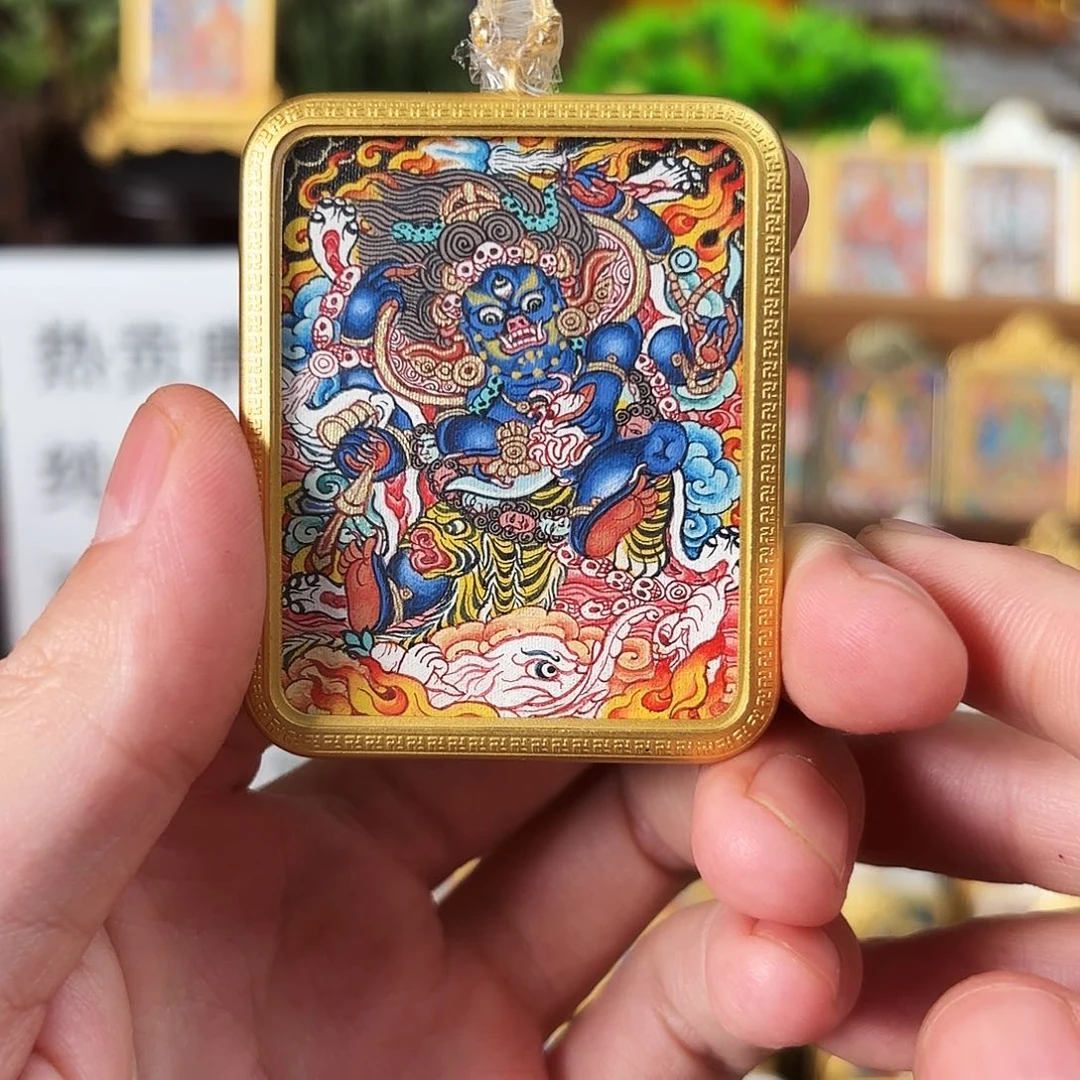 吊坠六臂大黑天热贡纯手绘省级作品