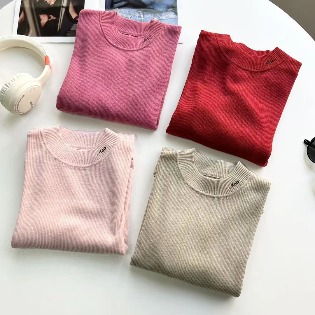 小静折扣~P677L  半高领超细纯色打底针织衫 （衣长59（80-140斤）