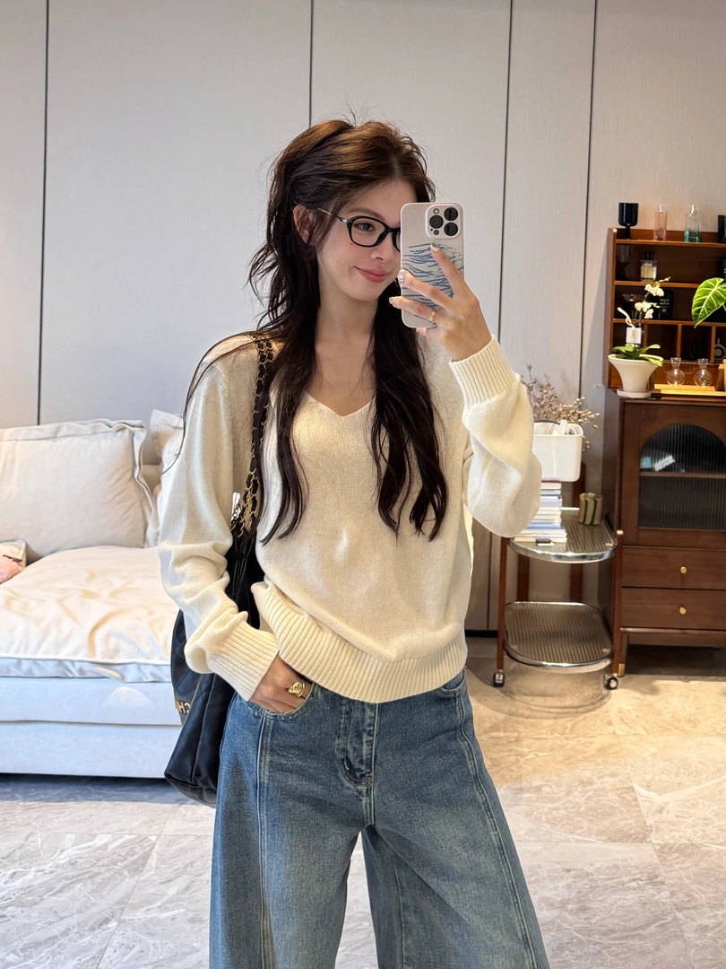 R-HER【空谷弦音】恋夏风时尚均码气质精致白领休闲洋气针织长袖