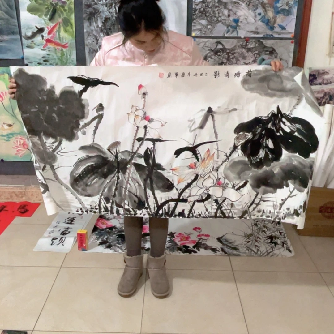 国画原创作品荷塘清影