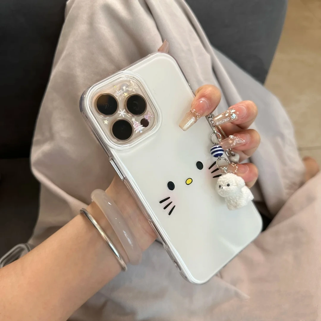 简约KT猫表情适用于苹果13/15/16promax女壳VIVO华为OPPO小米15壳