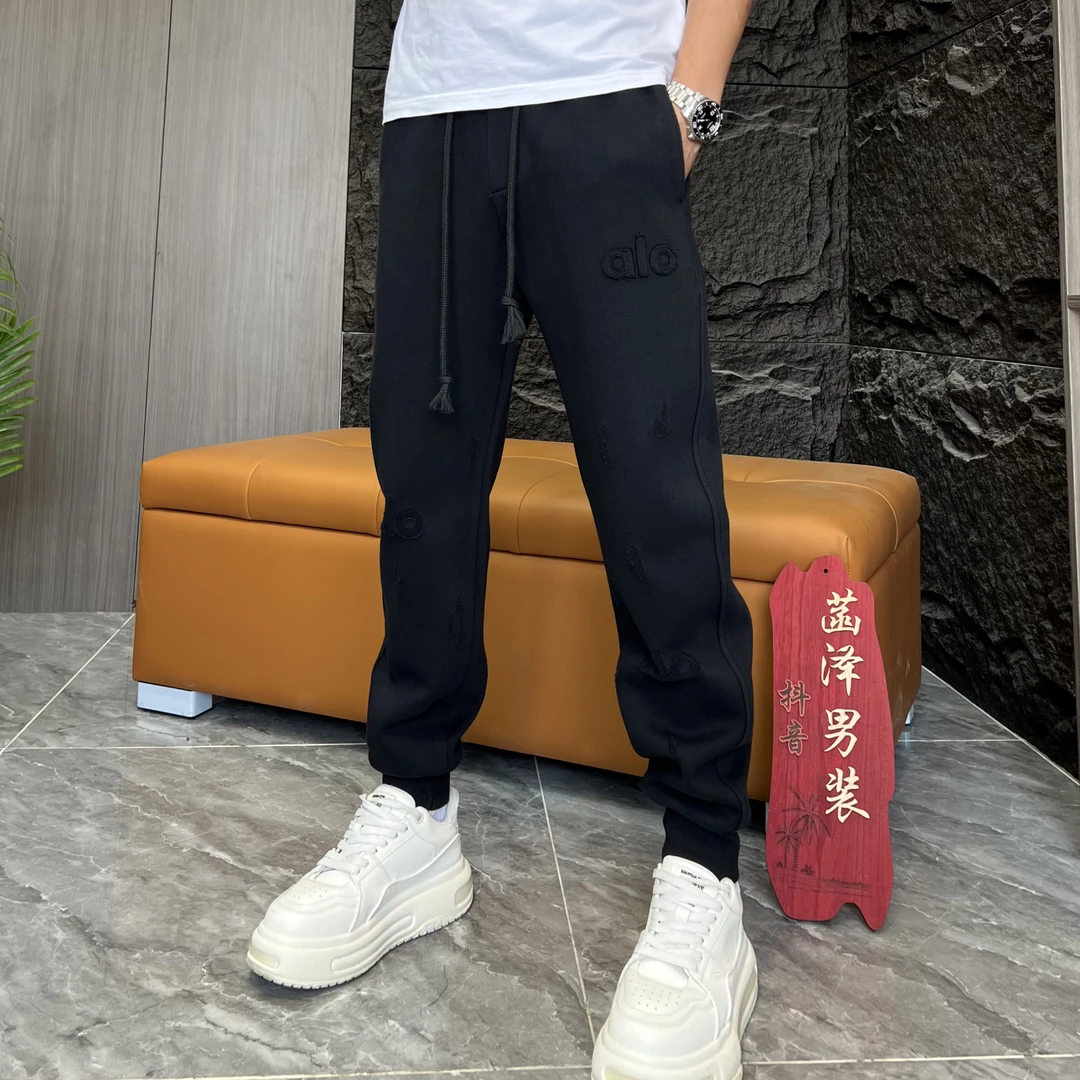 专柜品质轻奢风常规款烧花工艺中腰运动风长裤男士卫裤男装6926