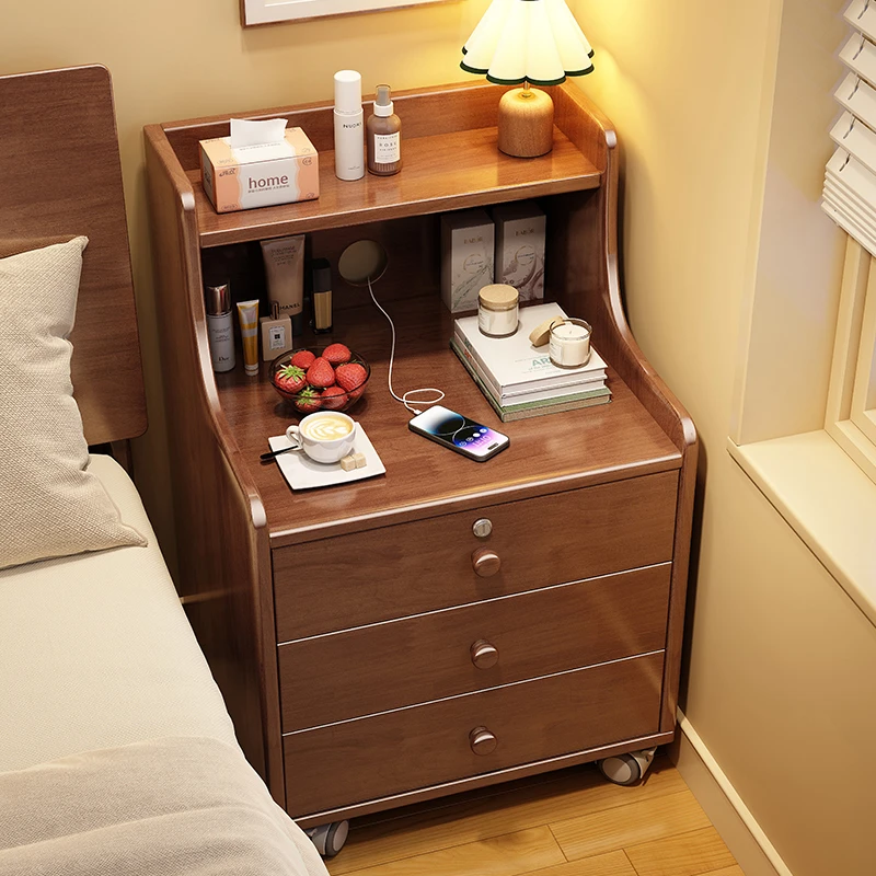移动柜床头柜最新款2025高档大气床头柜小型窄小实木新款床头柜