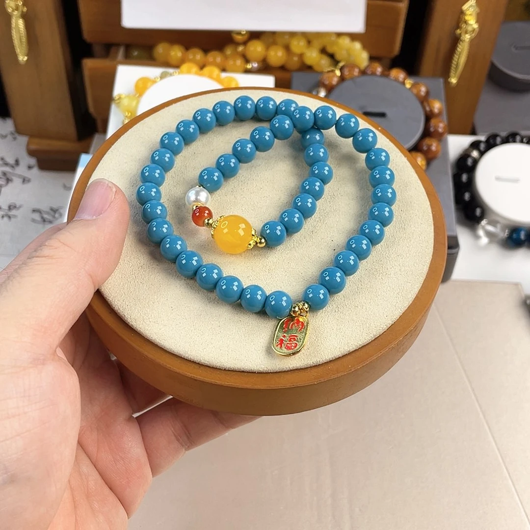 绿松石手饰银S925镀金镶嵌