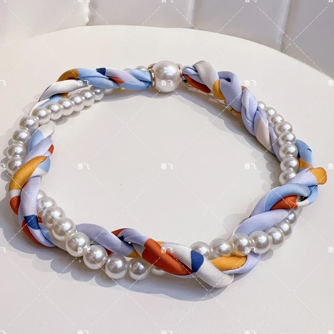 2025麻花链夏新品旅游配饰懒人磁扣小丝巾项链装饰围巾