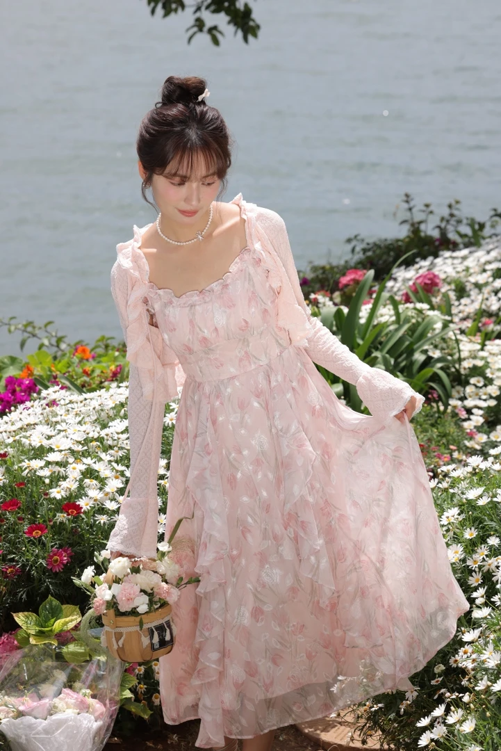 甜美少女感春夏百搭粉色开衫针织衫L37705SY