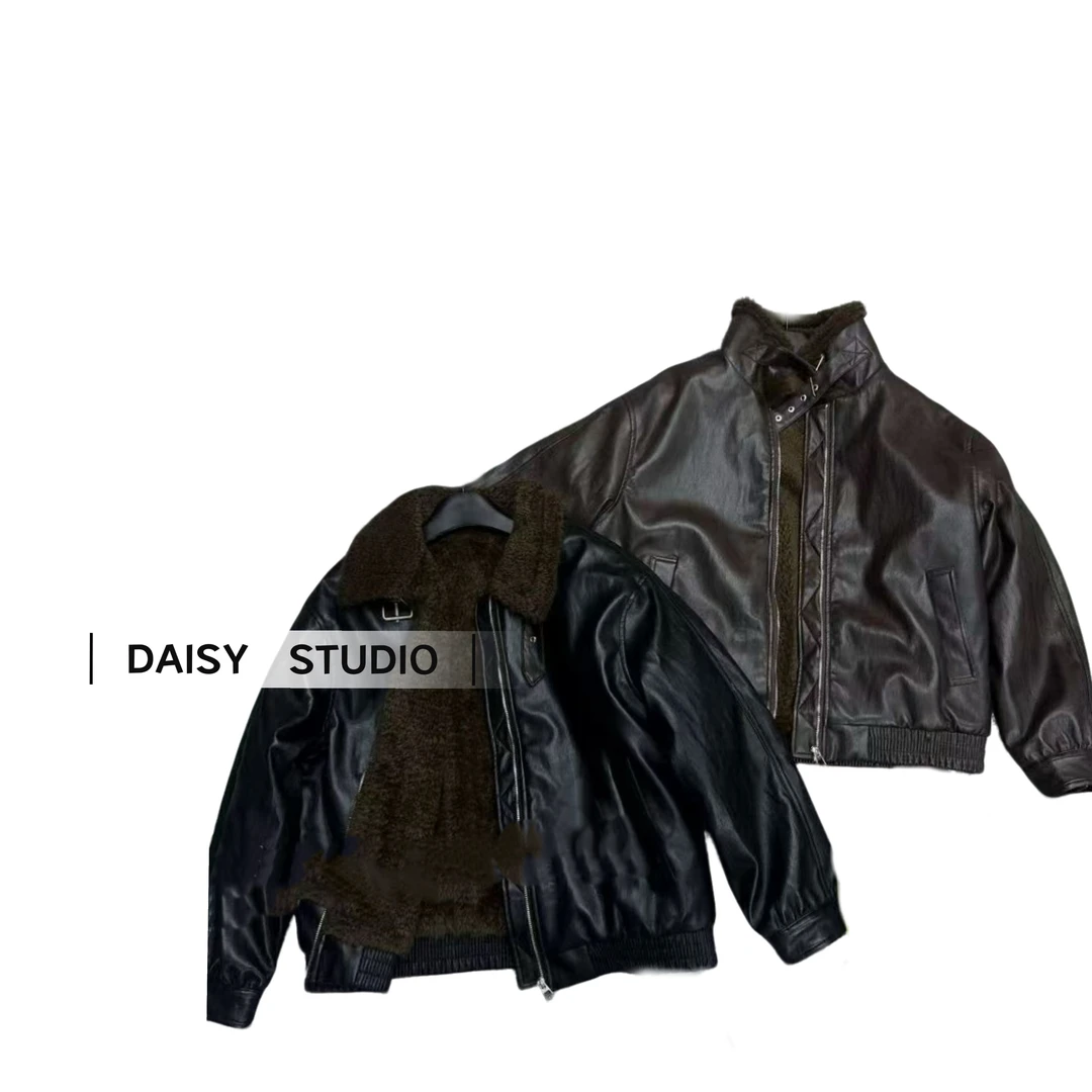 【DAISY】毛领金属拉链短款飞行夹克