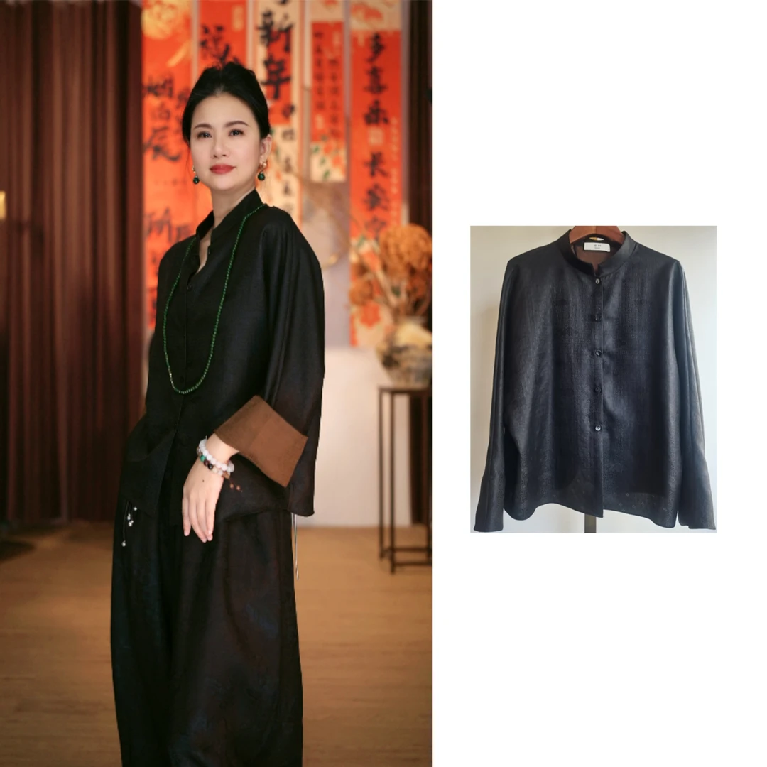 【25F584054Y上衣】国风不规则香云纱上衣