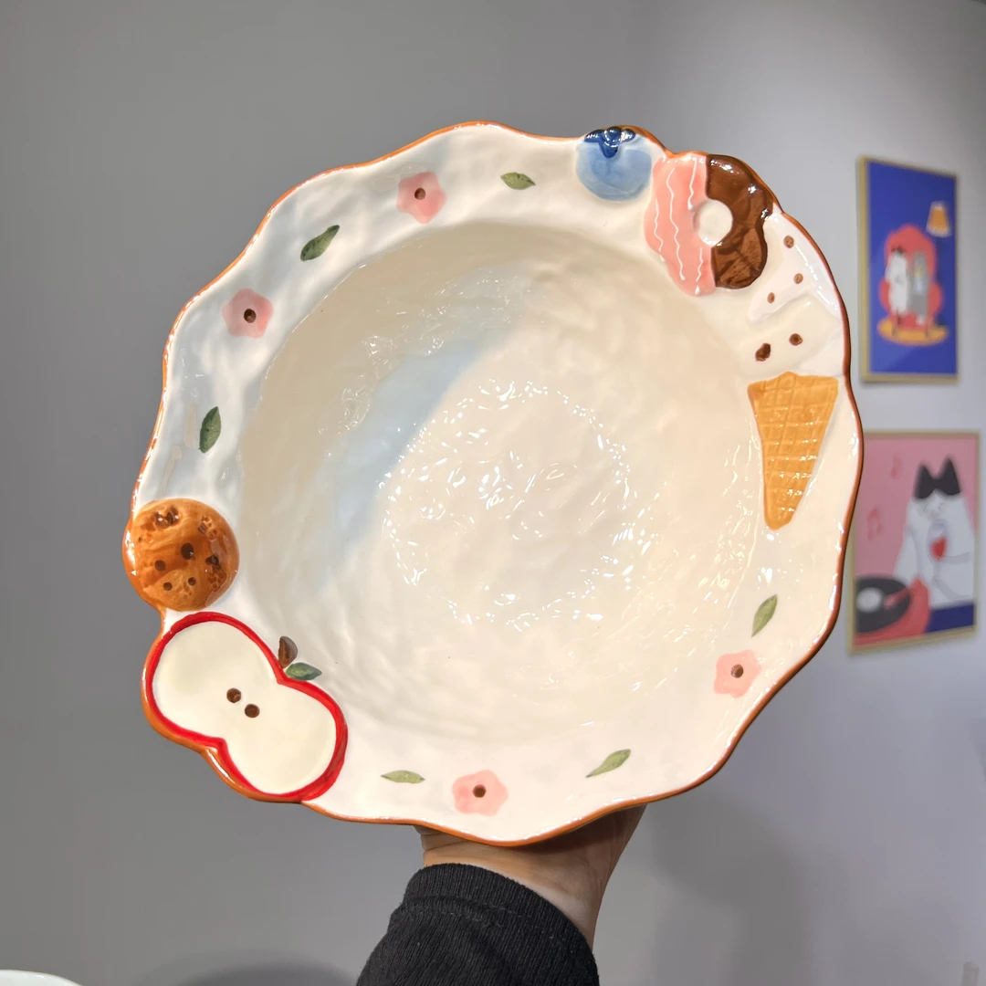 【嘟嘟好】海派甜心8英寸面碗陶瓷大汤碗家用卡通可爱早餐碗酸奶碗