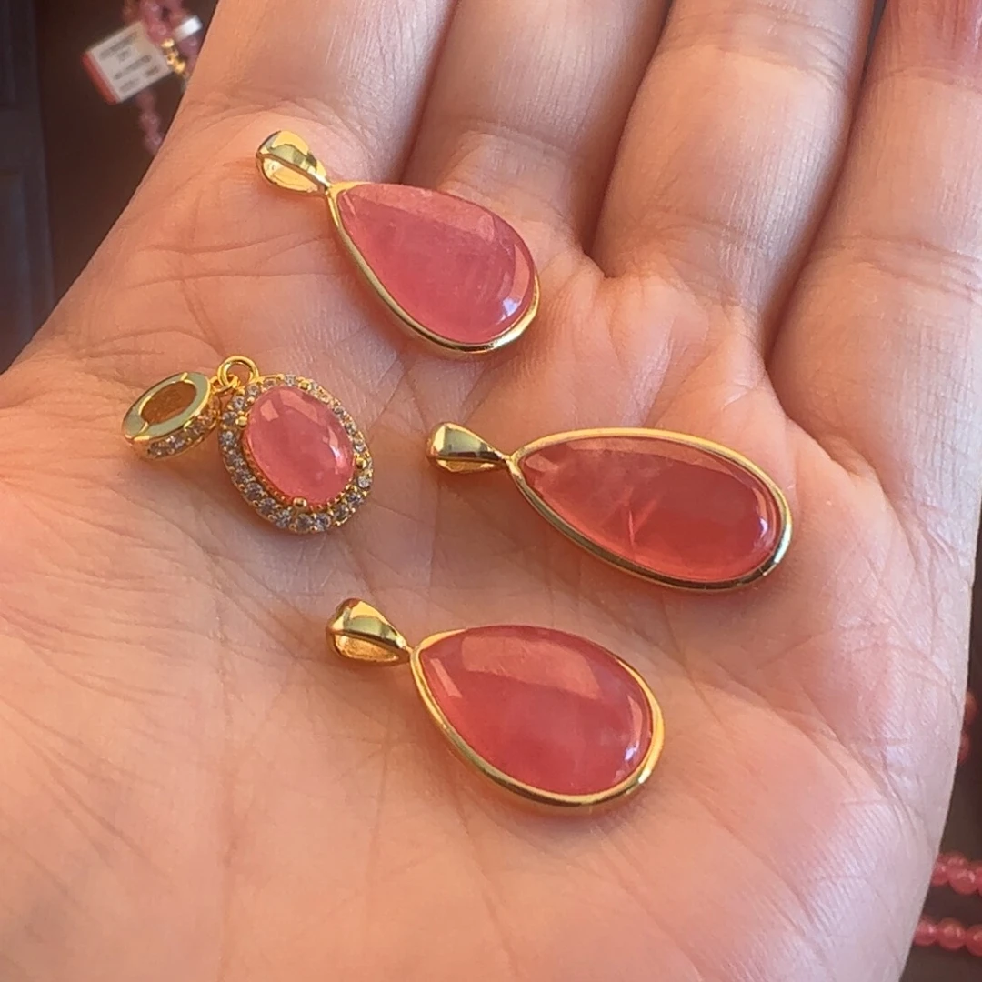 菱锰矿（红纹石）银S925镶嵌吊坠(不含链)多样性发其一