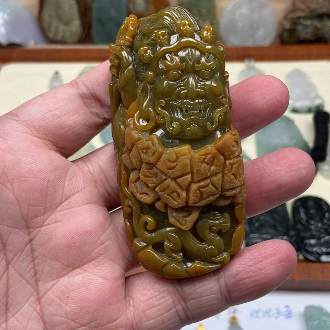 翡翠未镶嵌颈饰黄财特色件 天然缅甸ａ货翡翠男女礼物高级感