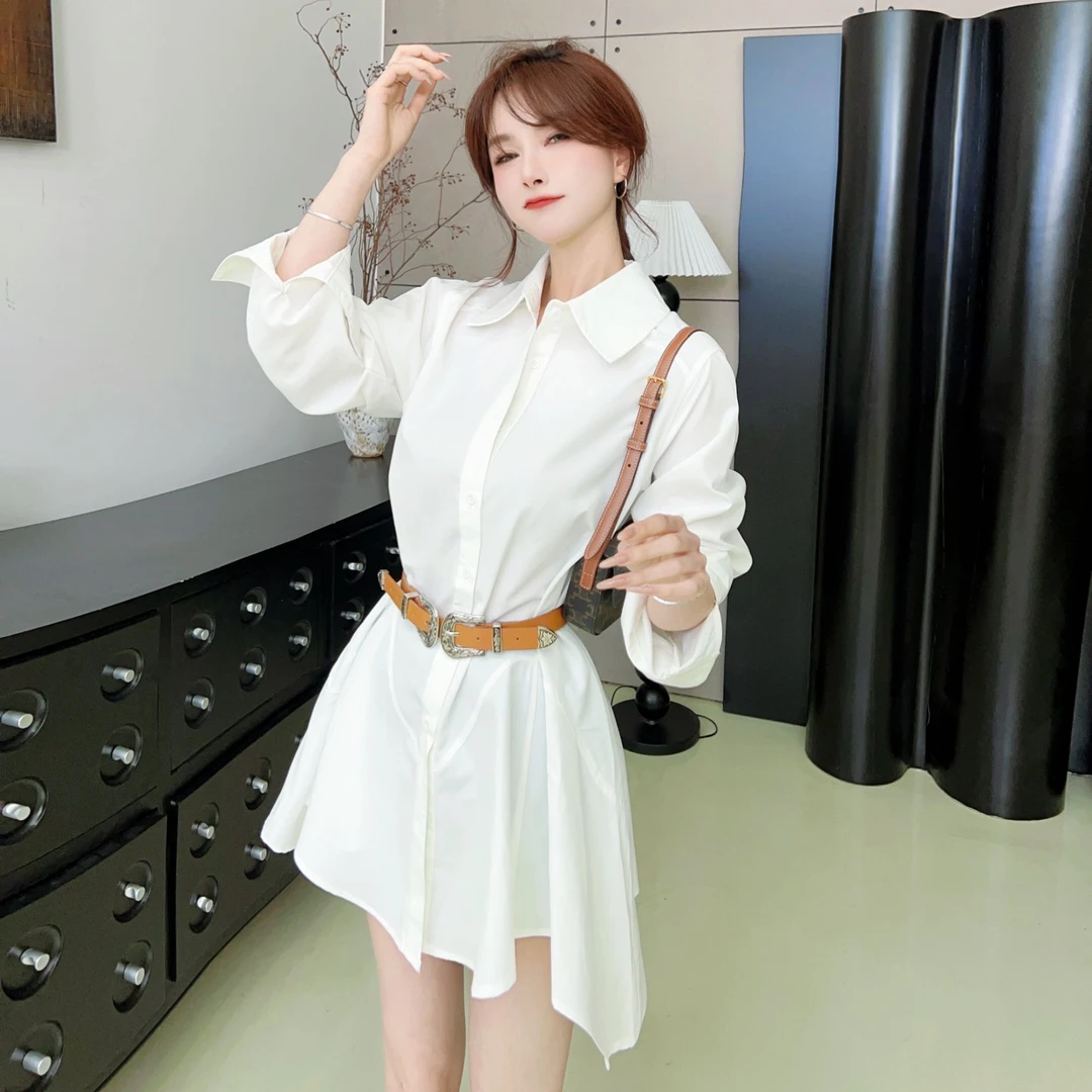 【不失调性白衬衫】情绪补给款 自带比例衬衫裙/腰带#8536
