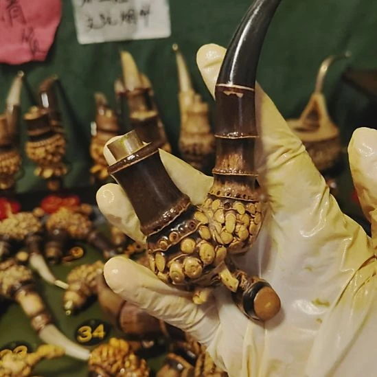 一***,贵州特色竹根烟斗工艺品手把件