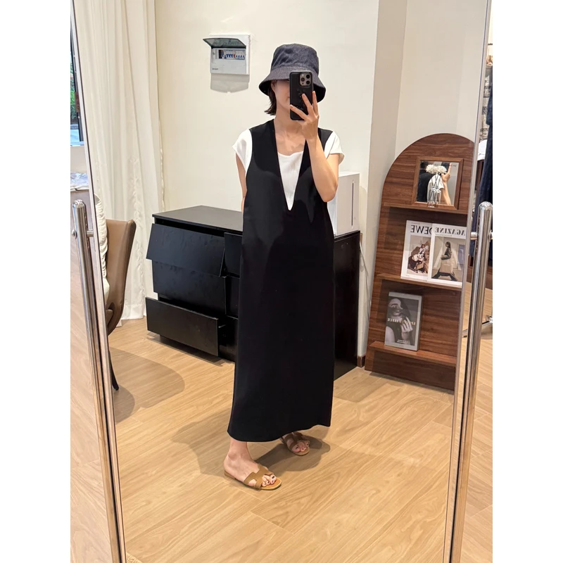 黑白撞色，夏日醋酸百搭连衣裙