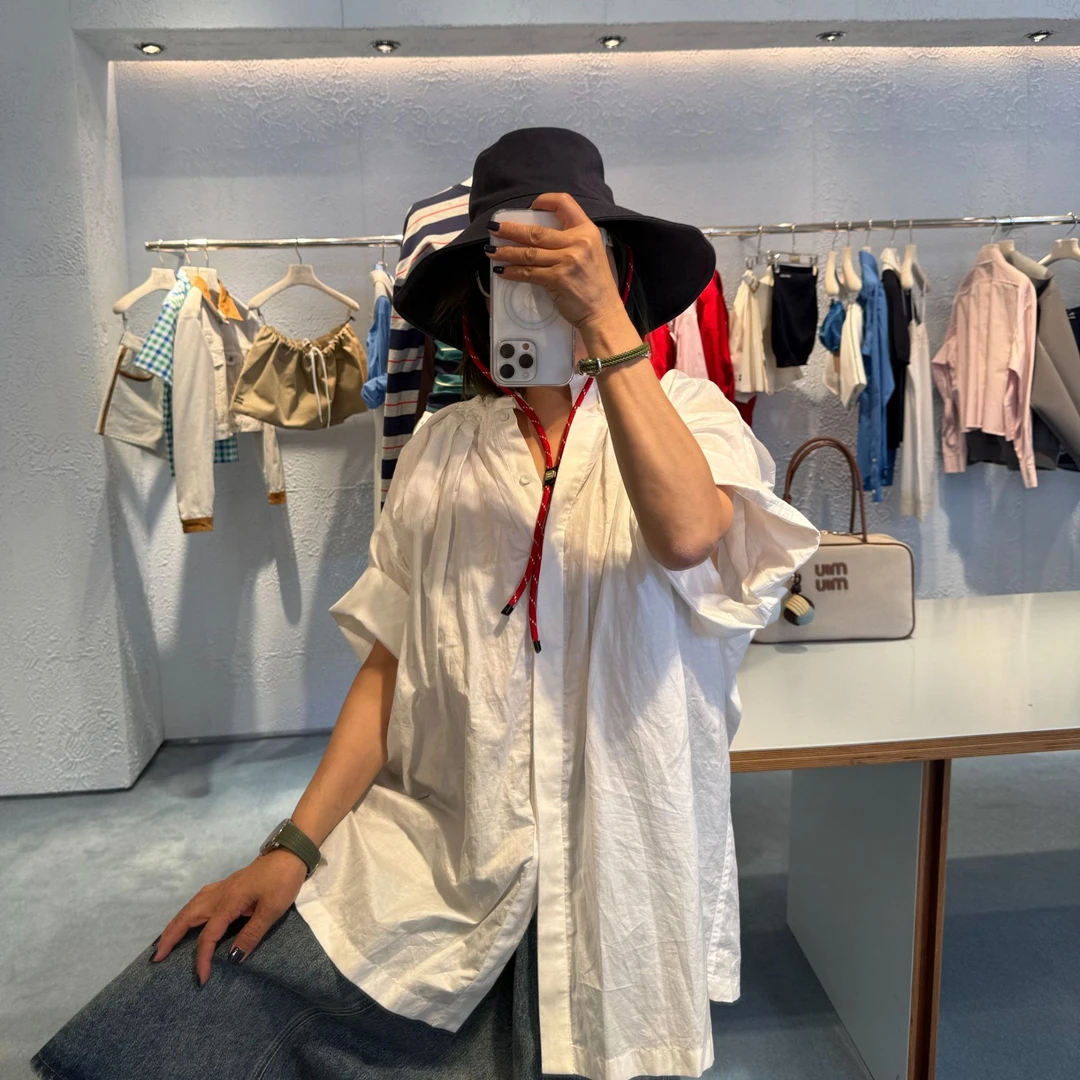 COCOLINDA| ’法式风情‘  风琴褶设计感 娃娃款显瘦纯棉衬衫 C1678