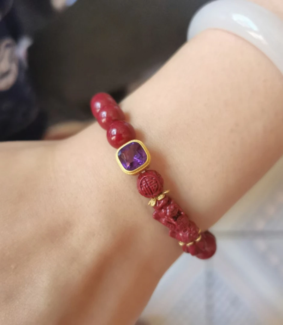 天然辰砂天然朱砂设计款手串