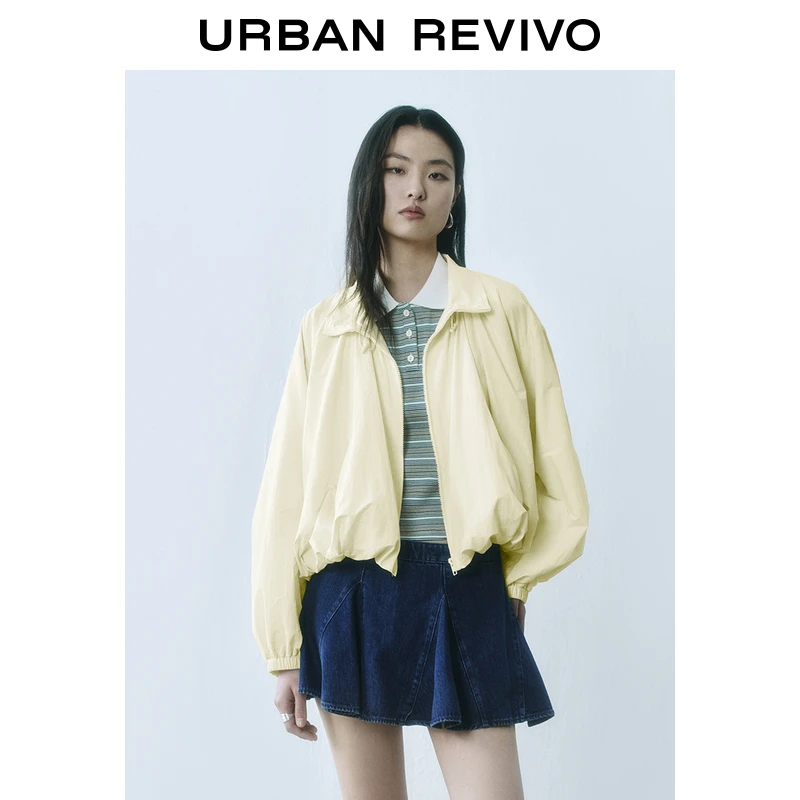 UR2025秋季新款女装时尚休闲超宽松抽绳立领外套UYU150026