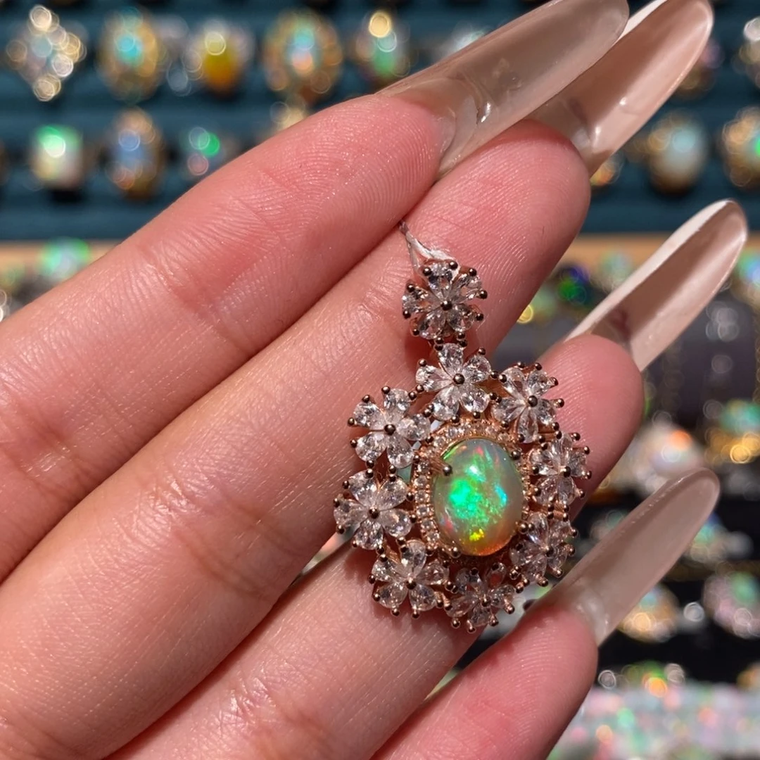 欧泊银S925镶嵌吊坠