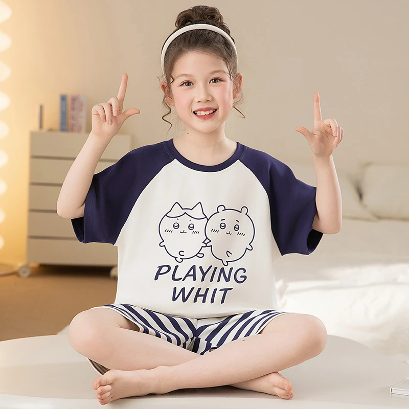 儿童睡衣女童夏季纯棉短袖薄款小女孩6-15中大童2025新款家居服夏