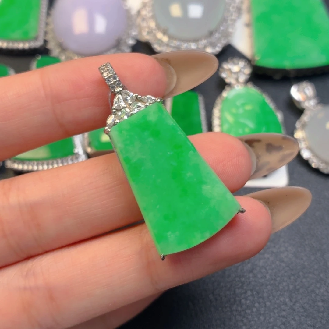 翡翠银S925镶嵌吊坠(不含链)