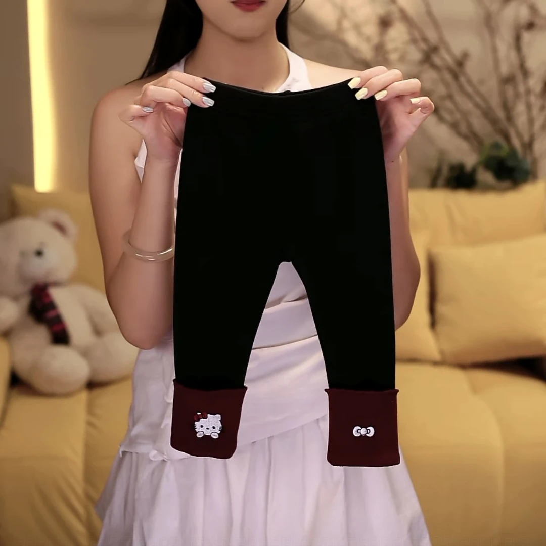 加绒女童2025冬季新款可爱洋气卡通百搭加绒堆堆袜打底裤儿童