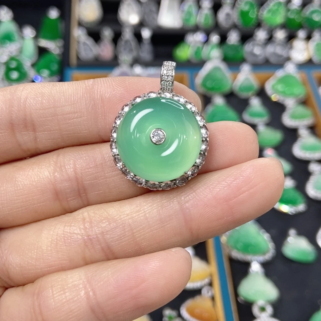 玛瑙/玉髓吊坠(不含链)银S925镶嵌小****洺