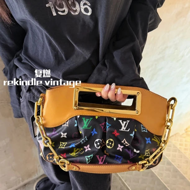 95新 LouisVuitton/路易威登 复燃精选/黑三彩小号judy单肩包