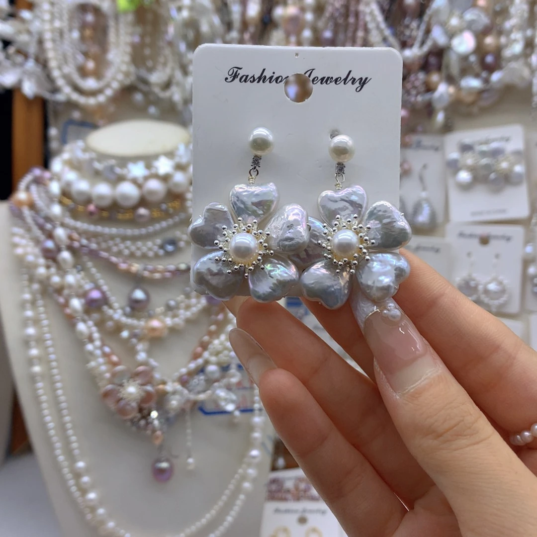 合金淡水珍珠耳饰项链