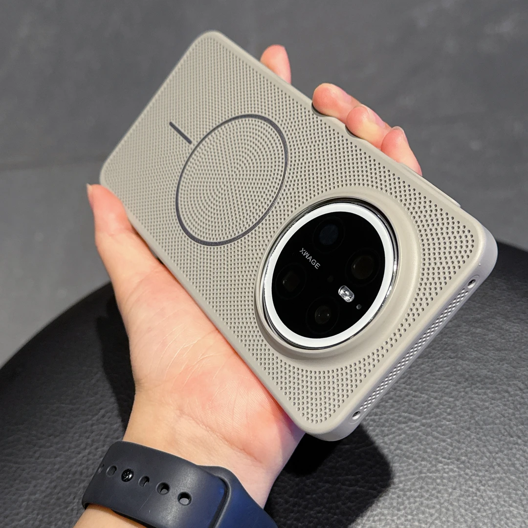 简约小清新适用华为mate70pro手机壳磁吸防摔mate70/60网孔散热壳