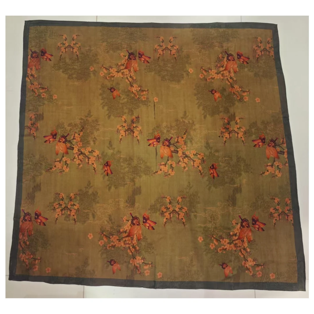 【M01】宫丽年终回馈粉丝108x108cm6A纯100桑蚕丝香云纱冠乐邹丝巾