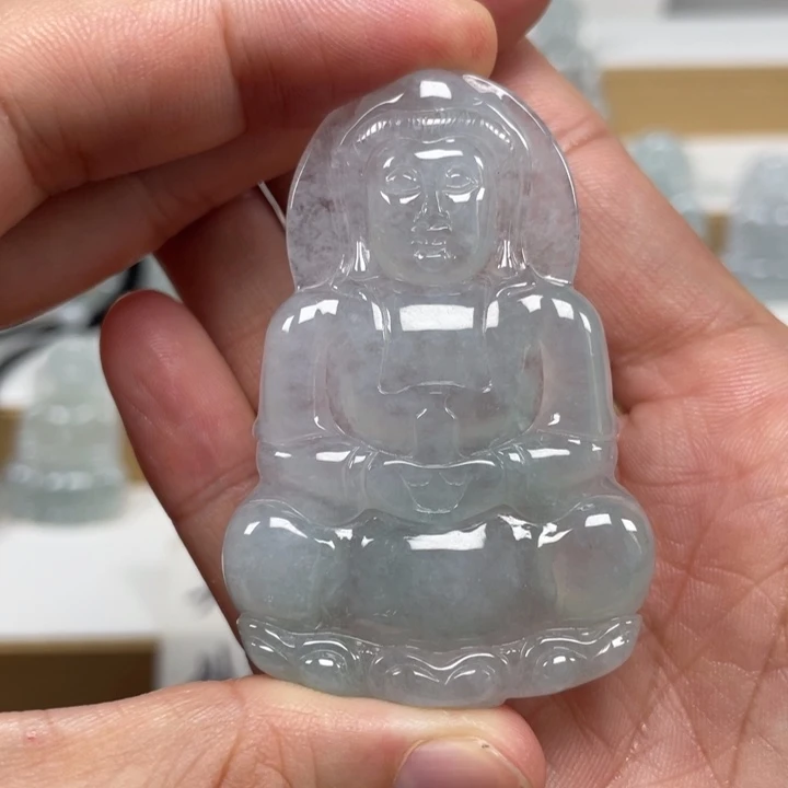 颈饰未镶嵌翡翠天然缅甸翡翠A货观音107号
