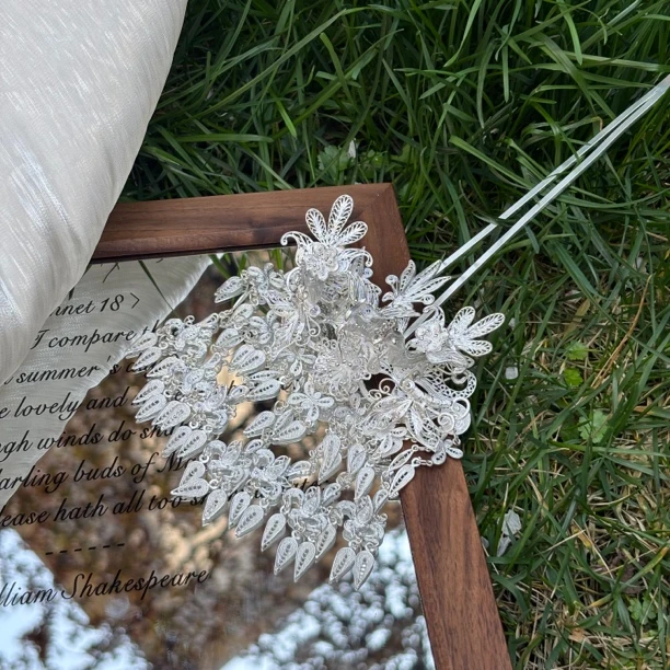 足银银制品 【百鸟朝凤】足银990花丝手工流苏发簪