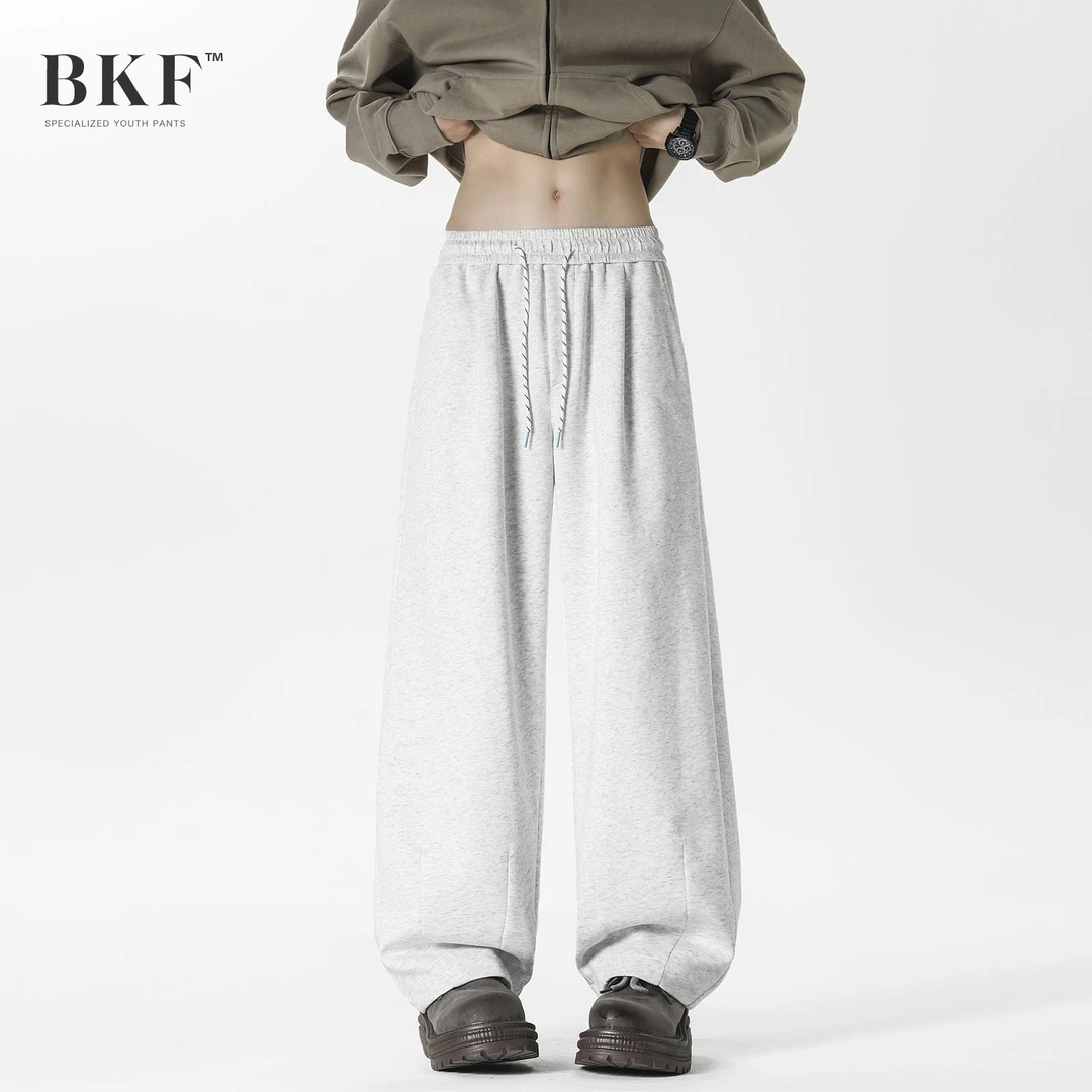 美式水洗黑弯刀卫裤男春季复古潮牌宽松休闲裤马吉拉重磅运动长裤