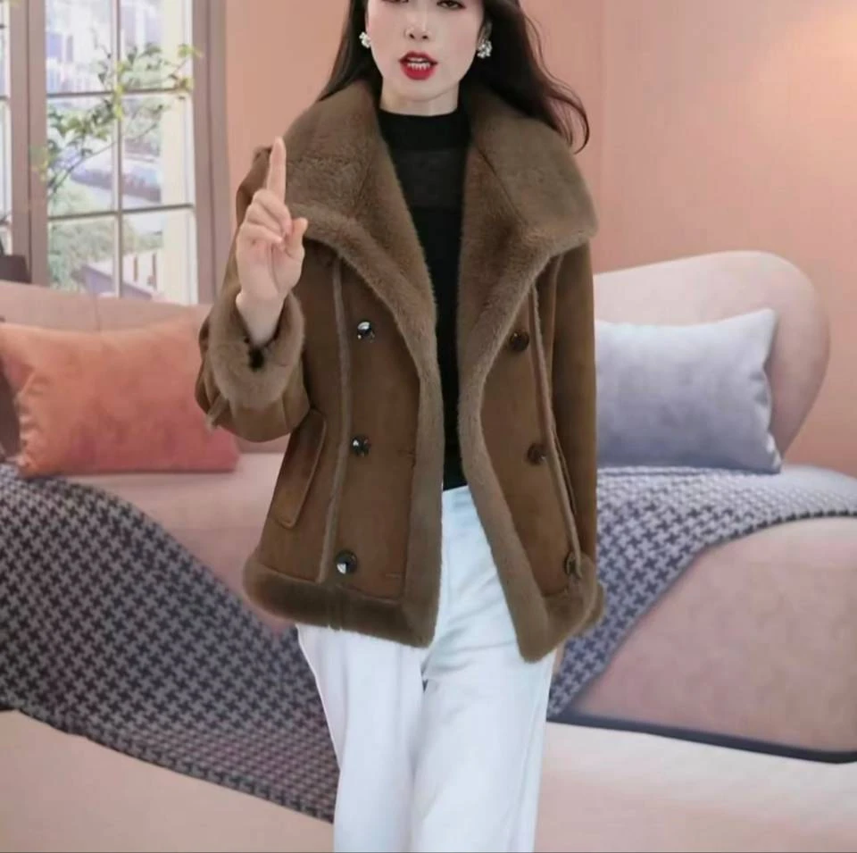 秋冬新款时尚休闲加厚加绒保暖外套女妈妈装韩版洋气百搭显瘦上衣