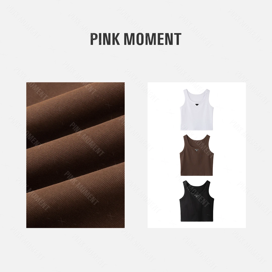 PM王囡囡 黑/咖/白色方领倒三角牌无袖背心(无胸垫)ND1C1770