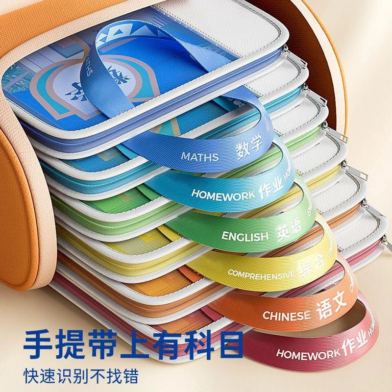 【开学】手提L型透明文件袋加厚网纱手提书袋科目分类收纳袋补习袋