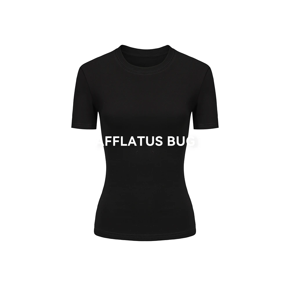 AFFLATUSBUG灵感漏洞收腰短袖修身短款女装T恤显瘦正肩