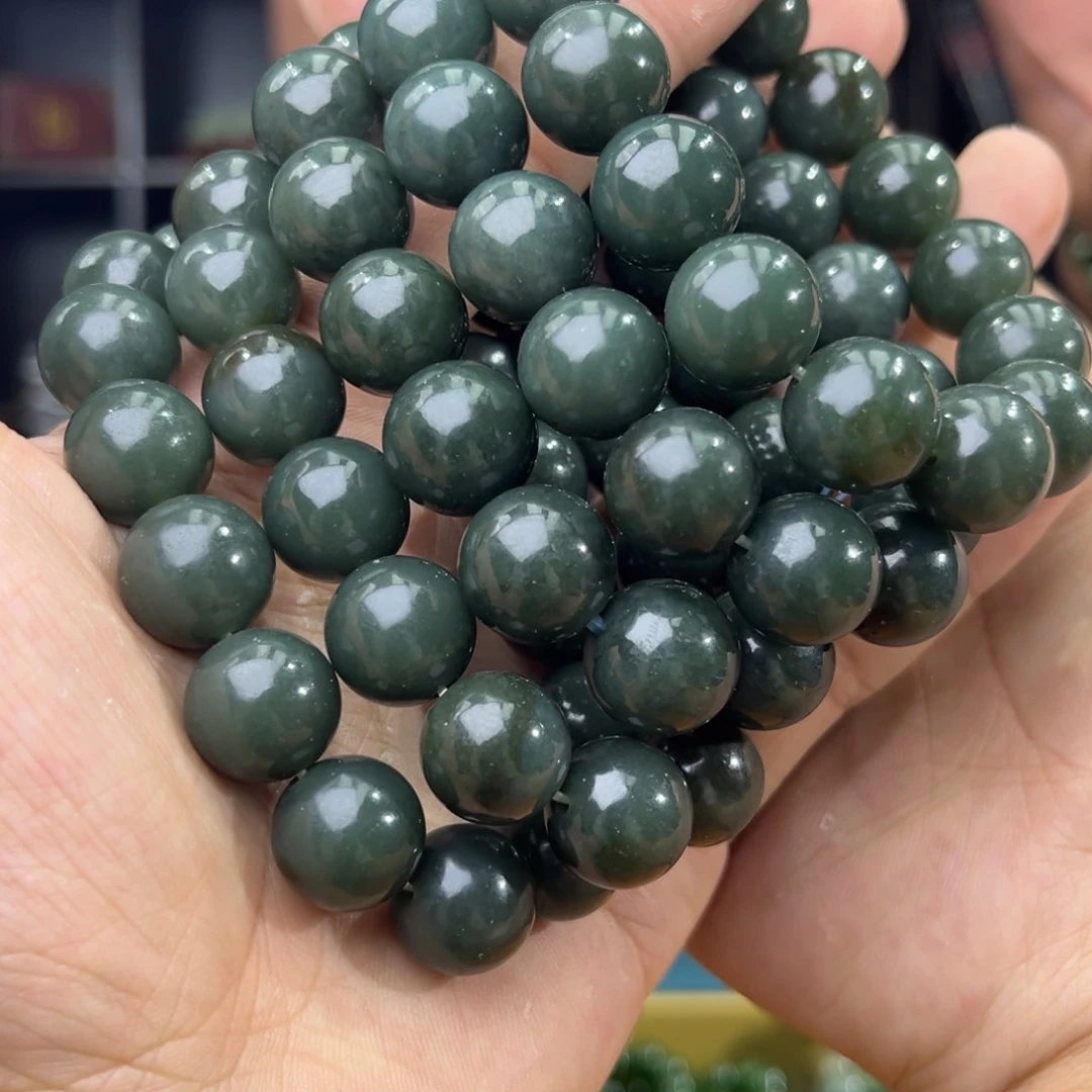 和田玉手串未镶嵌纯天然和田玉新疆且末蓝14多样性发其一