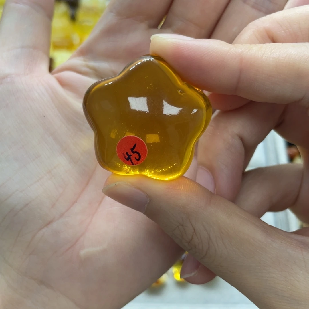 琥珀未镶嵌裸石天然琥珀俄料星星