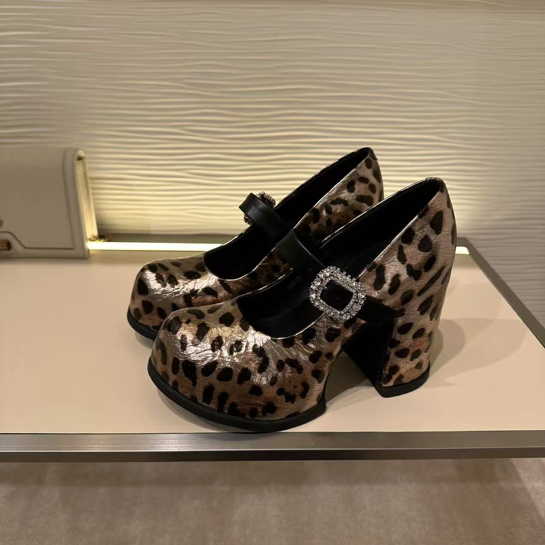 【IFUSI】厚底豹纹复古女士高跟鞋57512-57